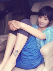 美女明星徐翠翠腿部牵牛花纹身图案