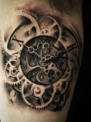手臂内侧3d时钟纹身图案