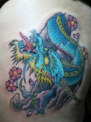 大腿欧美传统龙纹身图案