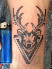 小臂欧美麋鹿三角形纹身图案