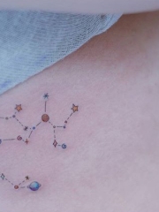腰部星座图腾星星小清新彩绘纹身