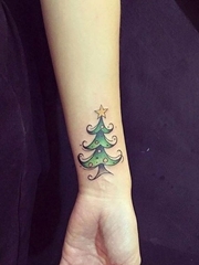 各种漂亮的圣诞树和圣诞老人纹身图案