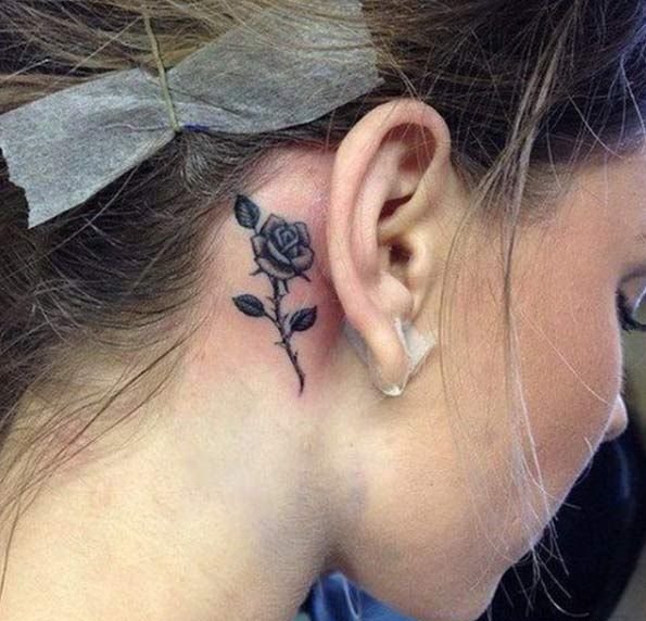 一组微小的美丽的玫瑰花纹身图案欣赏