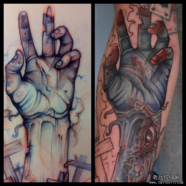 欧美school手纹身图案