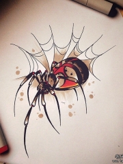 欧美school蜘蛛纹身图案手稿