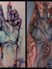 欧美school手纹身图案