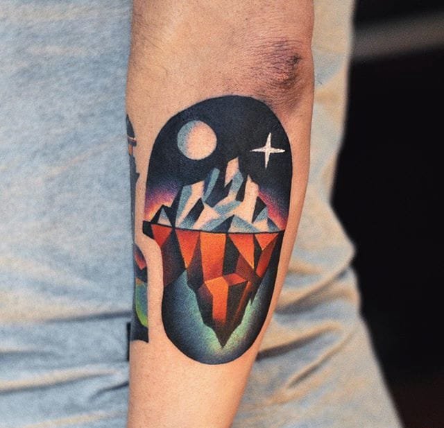 超现实主义彩绘纹身圆形纹身图案