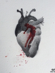 欧美点刺心脏纹身图案手稿