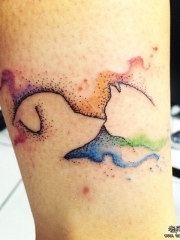 脚踝泼墨简约猫狗纹身图案