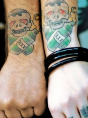 情侣手腕个性的骷髅娃娃纹身图案