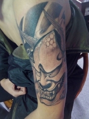 大臂恶鬼般若纹身图案