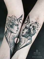 个性黑白点刺纹身图案