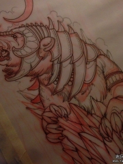 欧美school战士熊纹身图案手稿