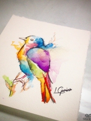 欧美泼墨鸟纹身图案手稿