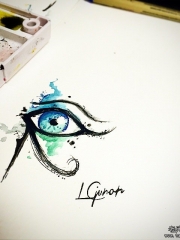 欧美泼墨荷鲁斯之眼纹身图案手稿