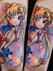 手臂美少女战士卡通彩绘纹身图案