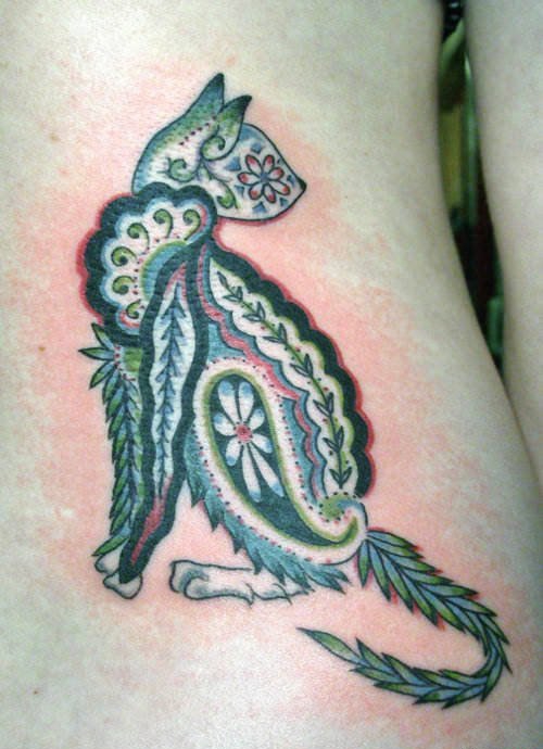 彩色的各种风格猫纹身动物图案纹身