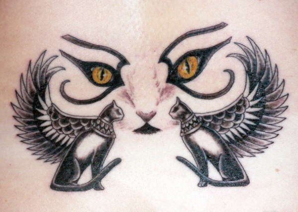 彩色的各种风格猫纹身动物图案纹身