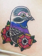 彩色鸽子纹身植物纹身素材动物图案纹身图片