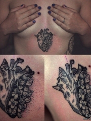 小臂海螺心脏植物组合纹身图案