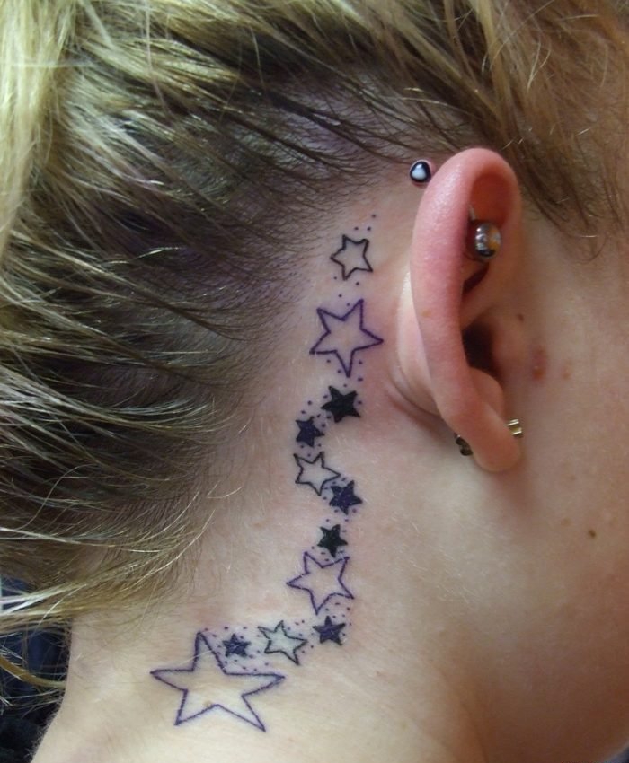 小巧又可爱的纹身图案白线条点刺