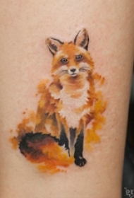 26款彩色狐狸纹身简单线条纹身水彩小动物纹身图案