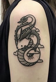 手臂可爱小龙卡通纹身图案