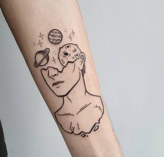 一组黑白灰风格纹身点刺纹身简约线条纹身图案