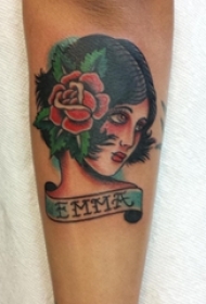 手臂上彩绘纹身技巧花朵纹身人物肖像纹身图片