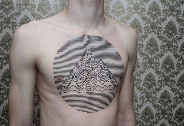 简单个性线条纹身风景图植物纹身图案