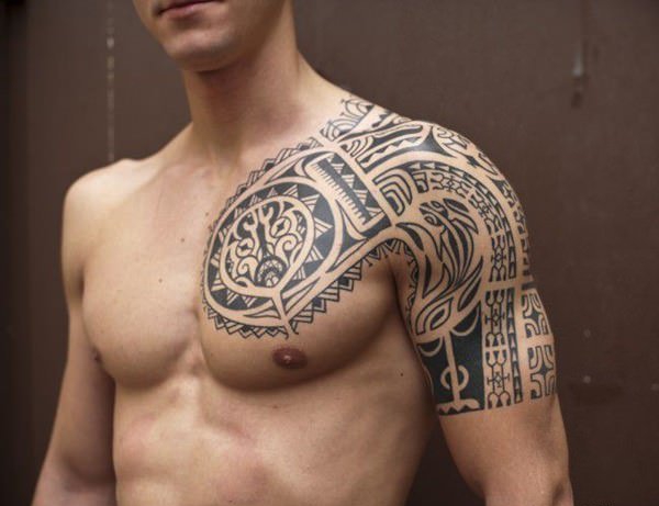 男生黑白部落图腾纹身点刺技巧简单个性线条纹身图案