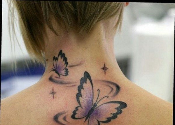 女生后颈部性感又可爱的小清新纹身图案