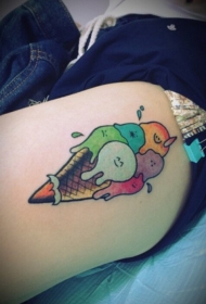 腿部彩色冰淇淋纹身图案缩略频道推荐图