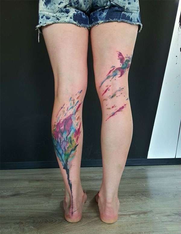 一组彩绘纹身技巧彩色渐变纹身图案