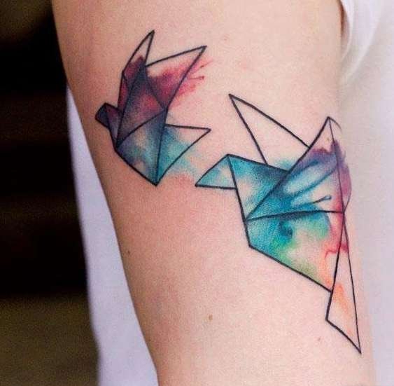 一组彩绘纹身技巧彩色渐变纹身图案