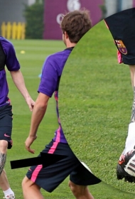 球星梅西腿部花腿纹身图案