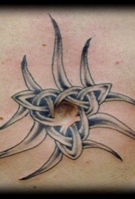 腹部黑灰螺纹纹身图案