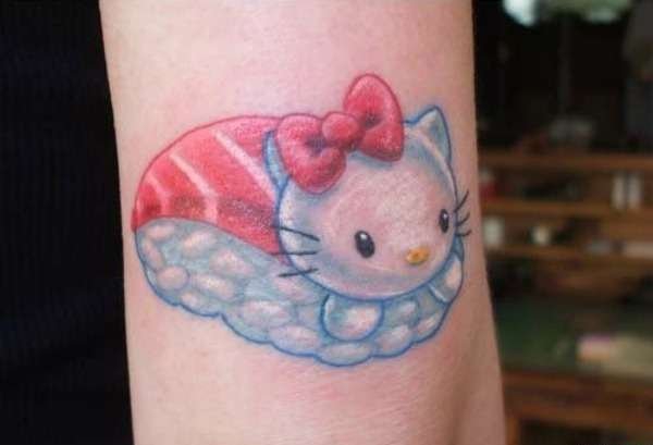 一组简单写实的美味食物纹身图案