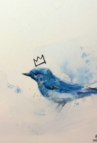 水彩鸟纹身图案手稿