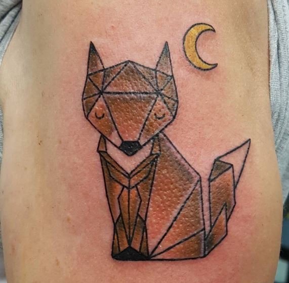 黑白灰风格几何元素纹身小动物纹身图案