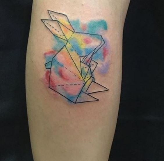 黑白灰风格几何元素纹身小动物纹身图案