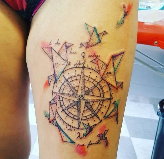 黑白灰风格几何元素纹身小动物纹身图案