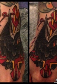 手背乌鸦十字架纹身图案