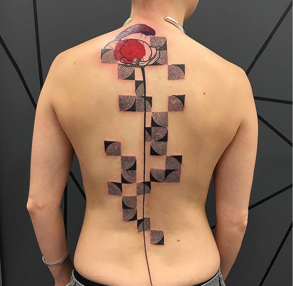 一组简单个性线条几何元素纹身图案