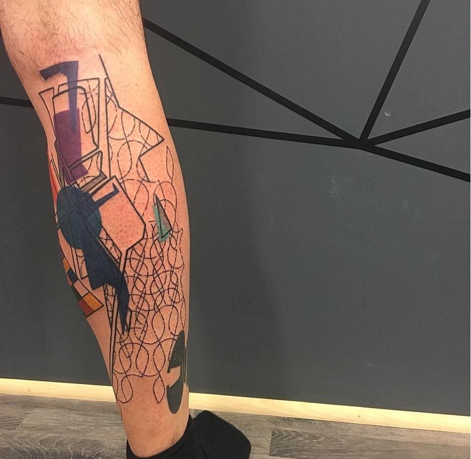 一组简单个性线条几何元素纹身图案