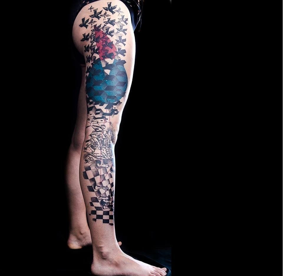 一组简单个性线条几何元素纹身图案