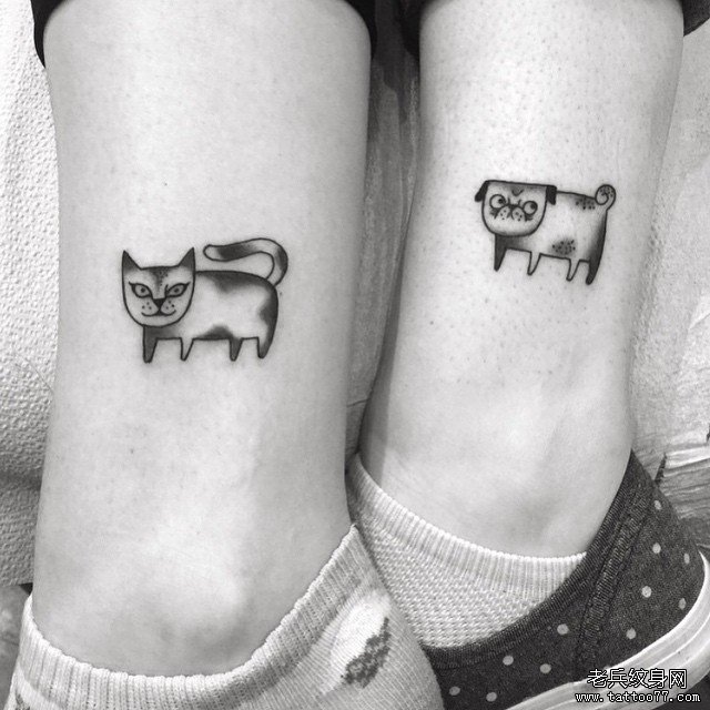 情侣脚踝小清新可爱狗纹身图案