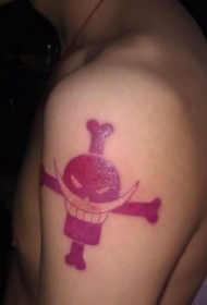 手臂海贼王白胡子的红色图腾纹身