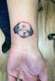 手腕小清新狗头纹身图案