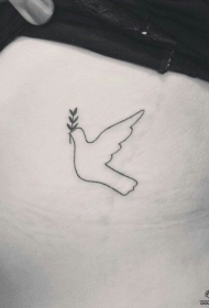 侧腰小清新和平鸽纹身图案